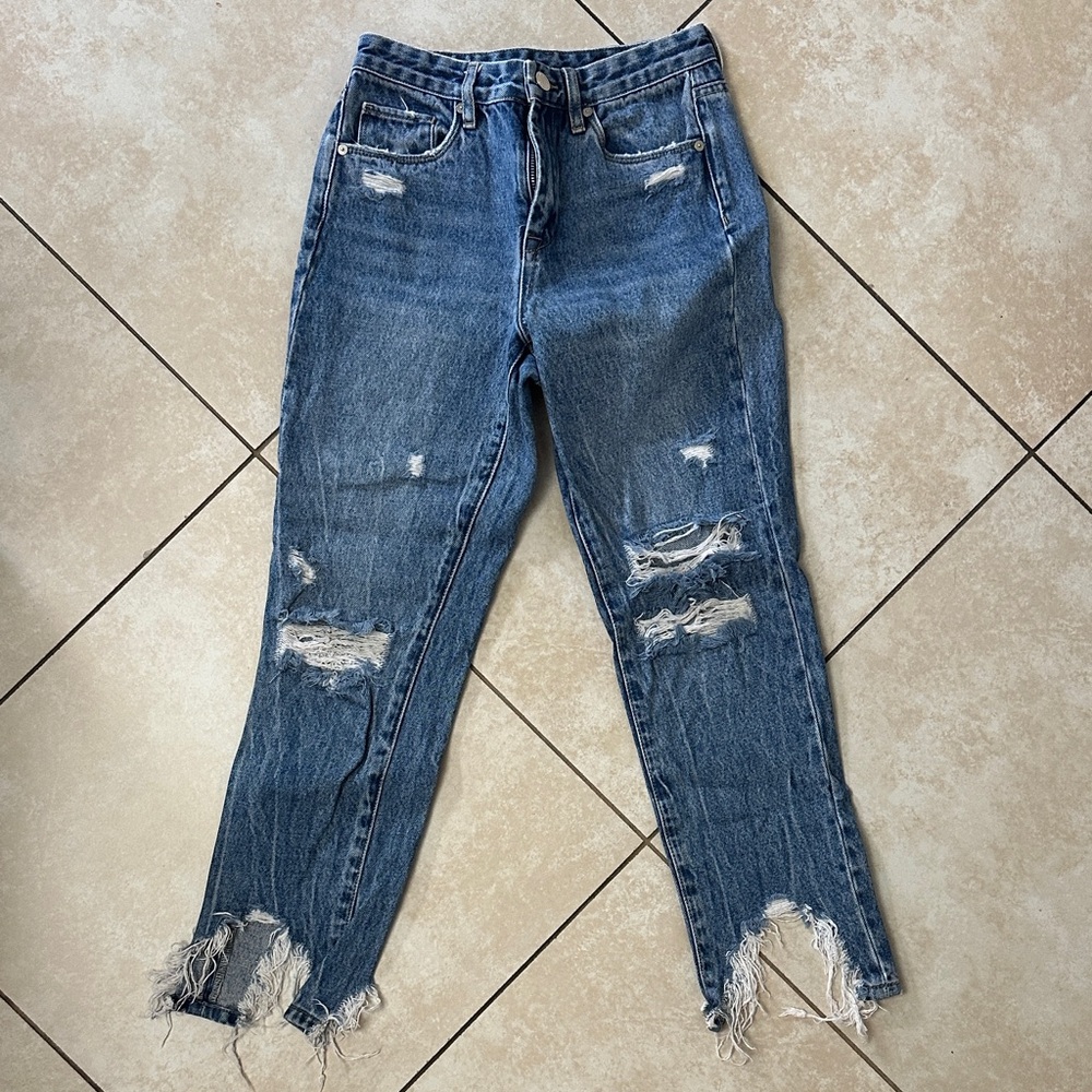 Blank NYC Distressed Ankle Jeans in Blue